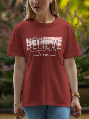 Female Printed Round Neck Half Sleeve T-Shirt-Believe