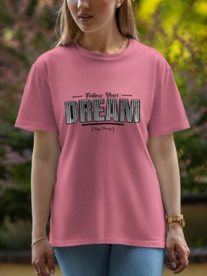 Female Printed Round Neck Half Sleeve T-Shirt- Dream