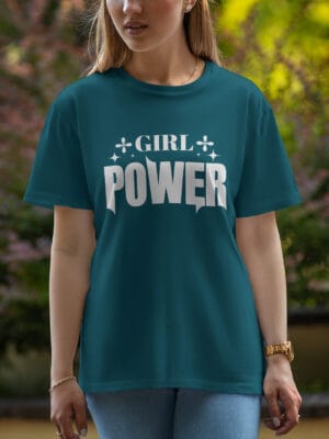 Female Printed Round Neck Half Sleeve T-Shirt-Girl Power