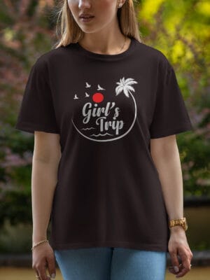 Female Printed Round Neck Half Sleeve T-Shirt-Girp's Trip