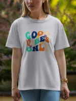 Female Printed Round Neck Half Sleeve T-Shirt-Good Vibes Only