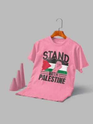 Men's Printed Round Neck Half Sleeve T-Shirt -Stand with palestine