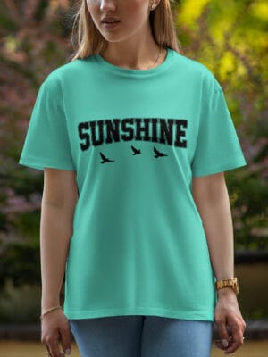 Female Printed Round Neck Half Sleeve T-Shirt-Sunshine