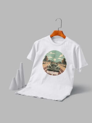 Men's Printed Round Neck Half Sleeve T-Shirt -Vintage