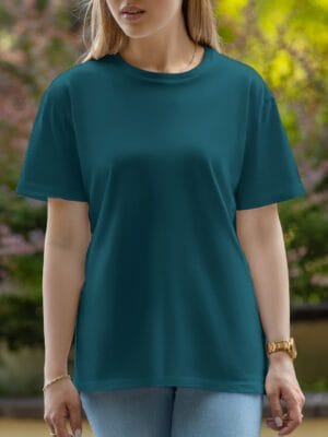 Female Round Neck Half Sleeve T-Shirt - Blue Stone