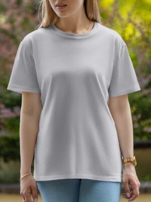 Female Round Neck Half Sleeve T-Shirt - White Lilac