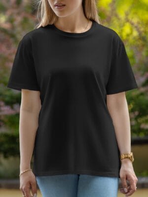 Female Round Neck Half Sleeve T-Shirt - Nero