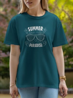 Female Printed Round Neck Half Sleeve T-Shirt-Summer Paradies