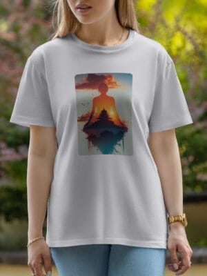 Female Printed Round Neck Half Sleeve T-Shirt-Yoga Girl