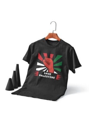 Men’s Printed Round Neck Half Sleeve T-Shirt-Save palestine